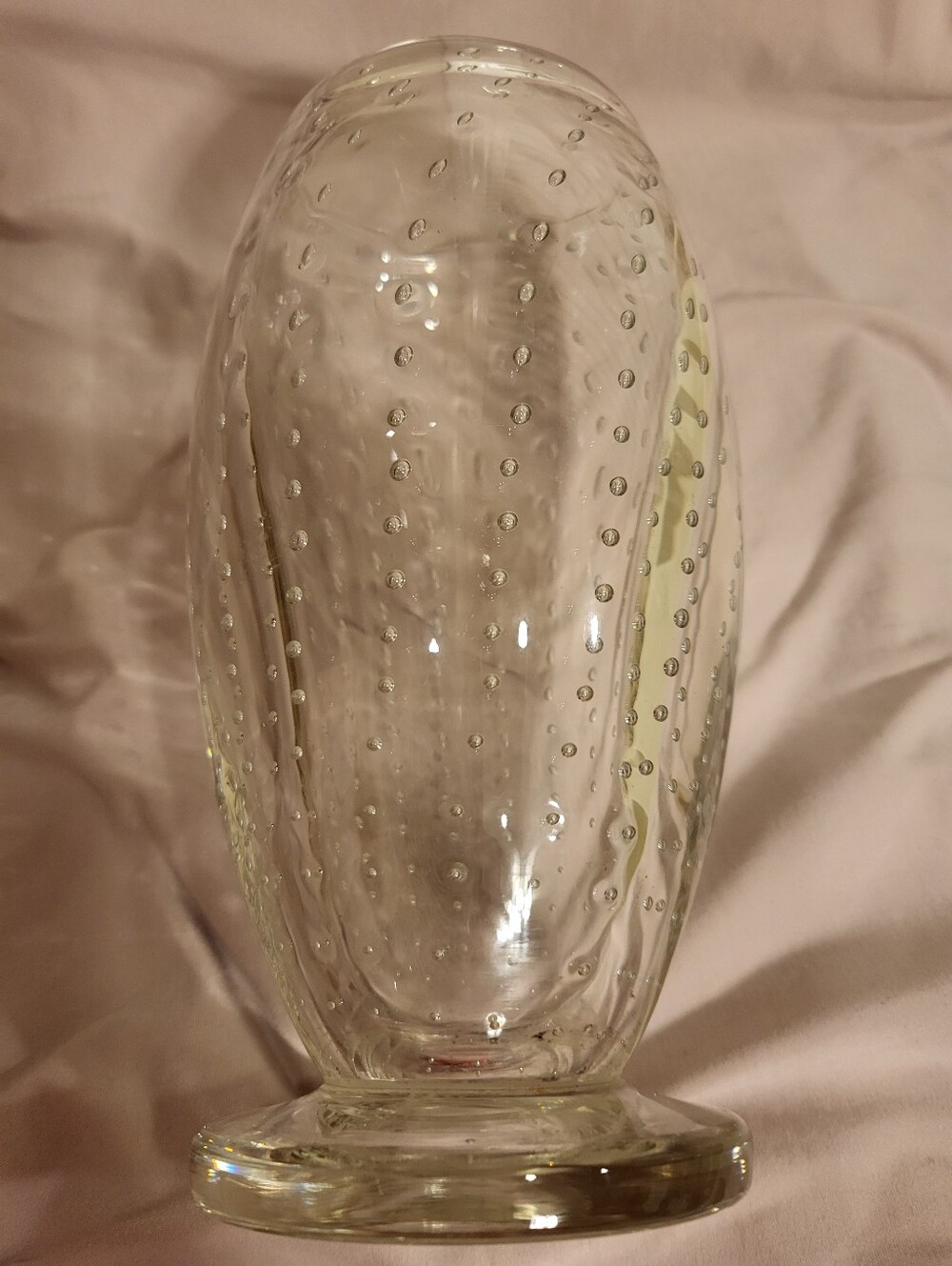 Murano Italian Clear Glass 8 Inch Vase With Controlled Bubbles And 3.12 Lbs